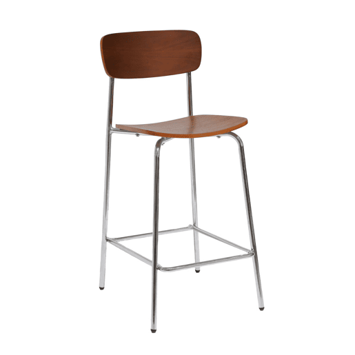 Banco alto de cozinha compensado e folheado de madeira, set de 2 , Toby, Cinza perolado, 42.5x50x94 cm