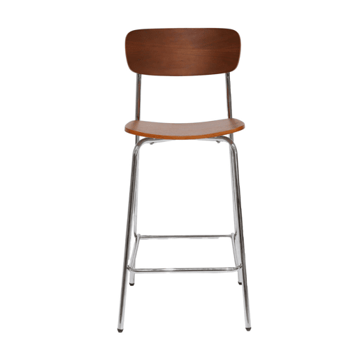 Banco alto de cozinha compensado e folheado de madeira, set de 2 , Toby, Cinza perolado, 42.5x50x94 cm