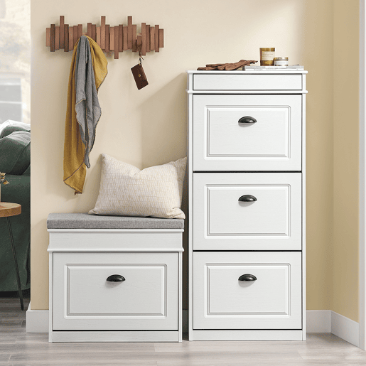 SoBuy Sapateira Armário 3 Portas Basculantes 12 Pares 53x24x118cm Branco FSR94-WG