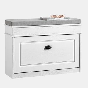 SoBuy Móvel para Sapatos Banco de Entrada com Armazenamento Basculante Almofada Estofada 75x24x51cm Branco FSR82-L-WG