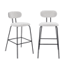 Banco alto de cozinha tecido repelente de água em com pés de metal preto, set de 2, Erin, Branco, 44x51x103 cm