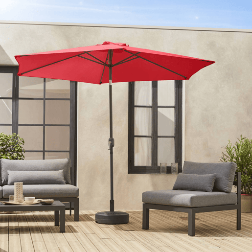 3m guarda-sol redondo, Touquet, Vermelho, 294x294x243 cm