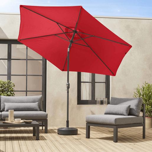 3m guarda-sol redondo, Touquet, Vermelho, 294x294x243 cm