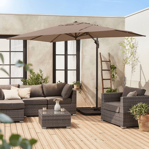 3x2m guarda-sol retangular deslocado, Antibes, Taupe, 298x198x240 cm