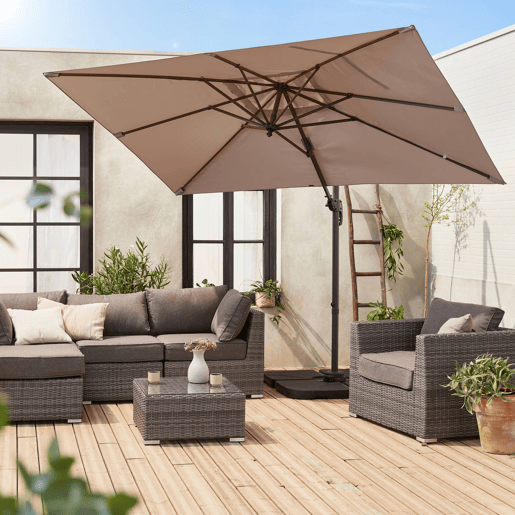 3x2m guarda-sol retangular deslocado, Antibes, Taupe, 298x198x240 cm