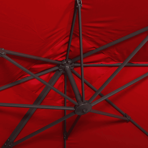 Guarda-sol deslocado quadrado 3x3m, Falgos, Vermelho, 298x298x260 cm