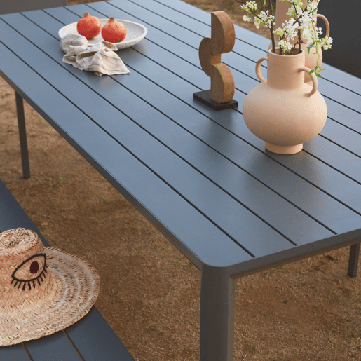 Mesa de jardim de alumínio para 8 lugares, Sacramento, Antracite, 220x100x75 cm