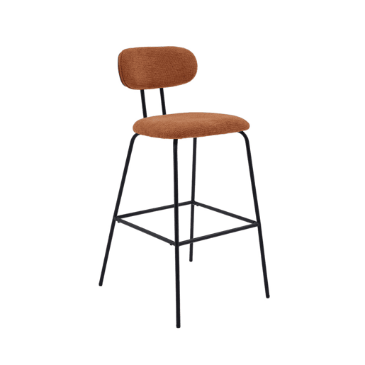 Banco alto de cozinha tecido repelente de água em com pés de metal preto, set de 2, Erin, Terracota, 44x51x103 cm
