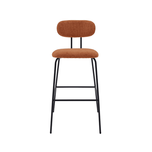 Banco alto de cozinha tecido repelente de água em com pés de metal preto, set de 2, Erin, Terracota, 44x51x103 cm