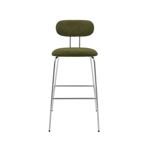 Banco alto de cozinha em tecido repelente de água pés de metal cromado, set de 2, Erin, Verde caqui, 44x53x103 cm Banco alto de cozinha em tecido repelente de água pés de metal cromado, set de 2, Erin, Verde caqui, 44x53x103 cm