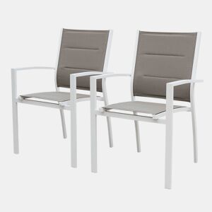Cadeira de jardim empilhável em alumínio, set de 2, Chicago, Branco, 57x57x89.5 cm