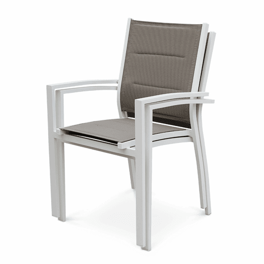 Cadeira de jardim empilhável em alumínio, set de 2, Chicago, Branco, 57x57x89.5 cm