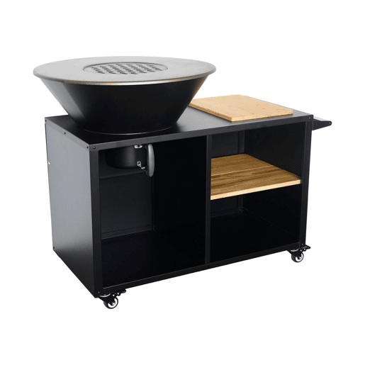 Braseiro de cozinha 80cm, aparador com espaços de armazenamento, Stromboli, Preto, 138x82x114 cm