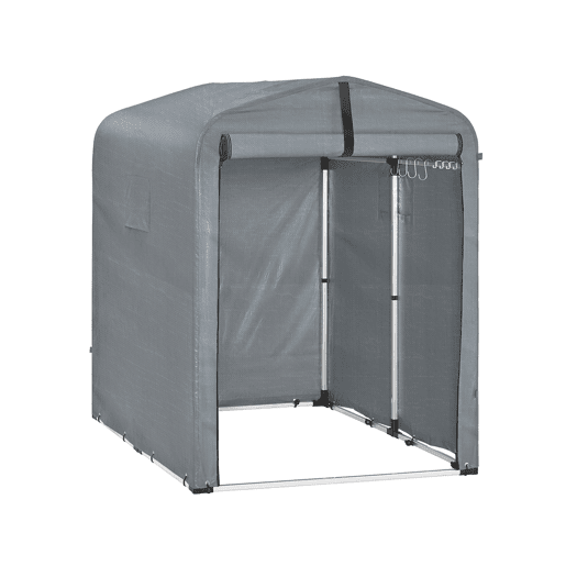 SoBuy Garagem para bicicletas e ferramentas, abrigo de jardim aberto à prova de água com ganchos, cinzento, 120 x 176 x 163 cm, KLS11-DG