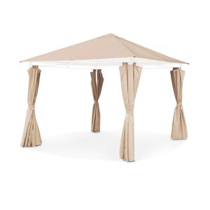 Dossel e cortinas para o caramanchão, Elusa 3x3m, Cobertura de telhado + Cortinas para pérgola Elusa, Beige, 299x299x183 cm
