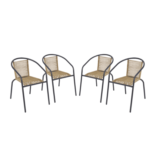 Cadeirões de jardim em resina natural, set de 4, Tonala, Antracite, 53x63x74 cm