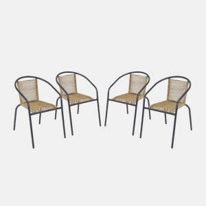 Cadeirões de jardim em resina natural, set de 4, Tonala, Antracite, 53x63x74 cm