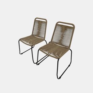 Cadeira de jardim em corda empilhável, set de 2, Brasilia, Beige, 59x55x85.5 cm