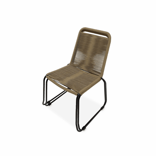 Cadeira de jardim em corda empilhável, set de 2, Brasilia, Beige, 59x55x85.5 cm