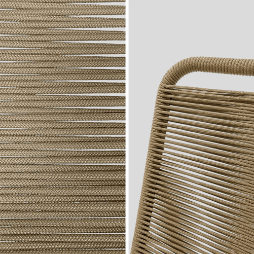 Cadeira de jardim em corda empilhável, set de 2, Brasilia, Beige, 59x55x85.5 cm