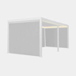 Pérgola bioclimática 3x6m elétrica de alumínio com LED + 4 toldos 3m, Triomphe 3x6m LED + acessórios, Branco, 591x301x250 cm