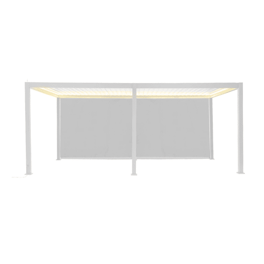 Pérgola bioclimática 3x6m elétrica de alumínio com LED + 2 estores de 3m, Triomphe 3x6m LED + acessórios, Branco, 591x301x250 cm