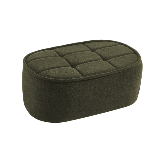 Cadeirão boucle texturizada 1 lugar + descanso para pés, Boni, Verde caqui, 93x104x85 cm