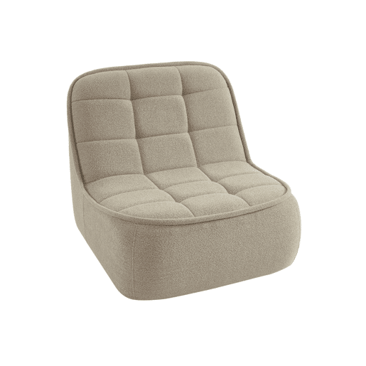 Cadeira confortável em boucle texturizado, 1 lugar, Boni, Beige, 93x104x85 cm