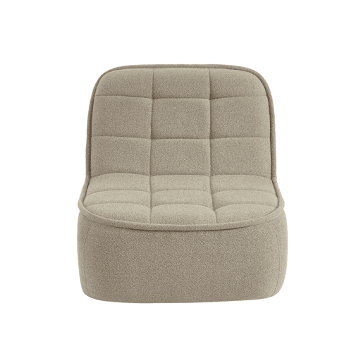 Cadeira confortável em boucle texturizado, 1 lugar, Boni, Beige, 93x104x85 cm