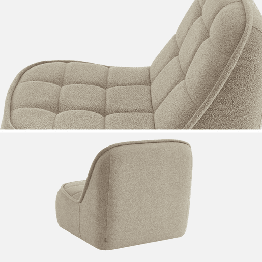 Cadeira confortável em boucle texturizado, 1 lugar, Boni, Beige, 93x104x85 cm