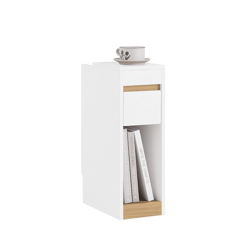 SoBuy Mesa de Cabeceira Branco e Madeira 20x35x60cm Tampo Removível Gaveta Minimalista Estreita FBT163-WN