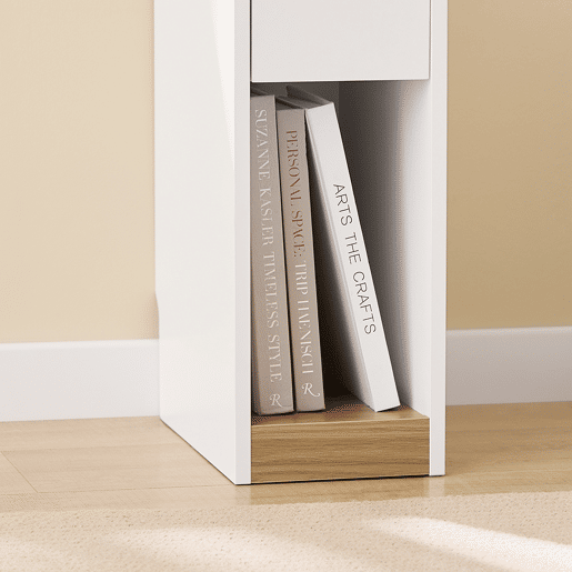 SoBuy Mesa de Cabeceira Branco e Madeira 20x35x60cm Tampo Removível Gaveta Minimalista Estreita FBT163-WN