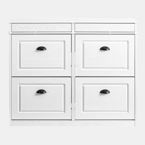 SoBuy Sapateira Armário para Sapatos 4 Portas 2 Gavetas 103x23x82cm Branco FSR79-WG
