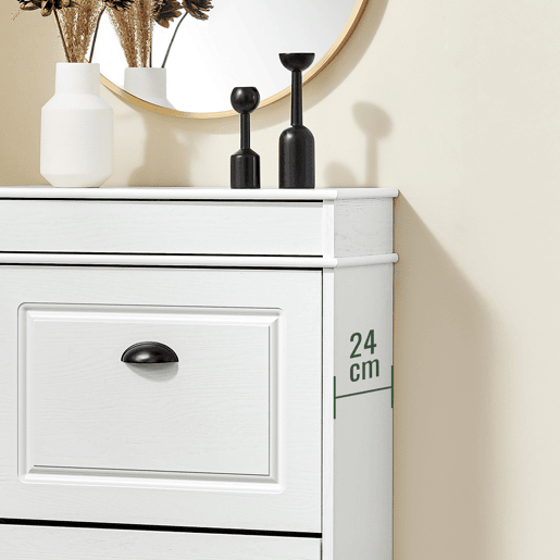 SoBuy Móvel para Sapatos 54x24x82cm Branco com 2 Portas Basculantes e Gaveta Armazenamento 8 Pares FSR78-WG