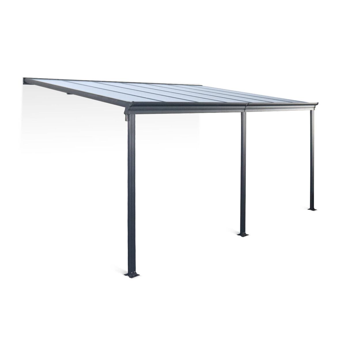 Pergola de aluminio de 3 x 4 m con canalón, avenio, antracita, 443 x 299 x 258 cm