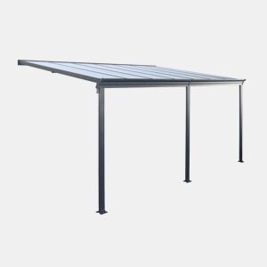 3x4m pérgola de alumínio com canaleta, Avenio, Antracite, 443x299x258 cm