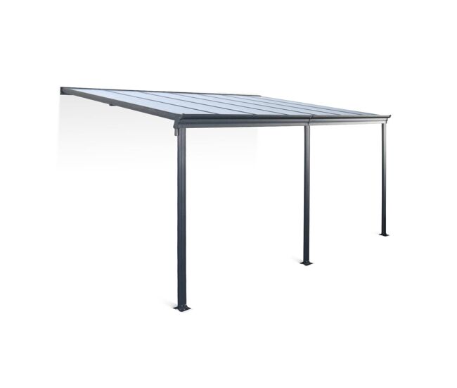Pergola de aluminio de 3 x 4 m con canalón, avenio, antracita, 443 x 299 x 258 cm
