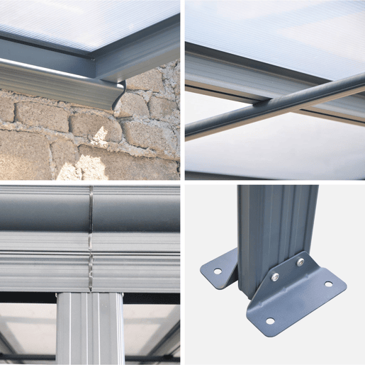 3x4m pérgola de alumínio com canaleta, Avenio, Antracite, 443x299x258 cm