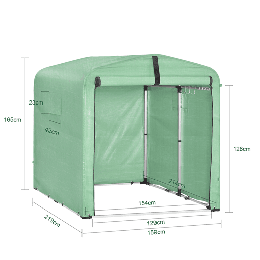 SoBuy Abrigo de Jardim Impermeável com Ganchos para Bicicletas e Ferramentas Verde 159x219x165cm KLS11-L-GR