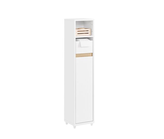 Sobuy armario compacto de baño blanco 20x20x96 cm con estante ajustable y cajón multifuncional bzr151-w