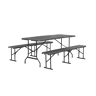 Mesa de receção dobrável em plástico e banco, Fiesta, Cinza escuro, 180x69.5x73.5 cm