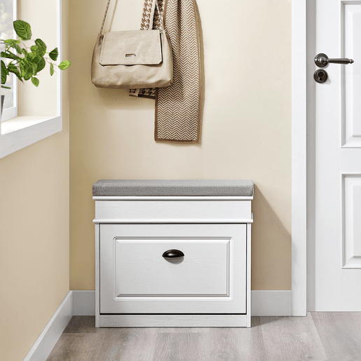 SoBuy Móvel para Sapatos Banco de Entrada com Armazenamento 61x24x51cm Branco FSR82-K-WG