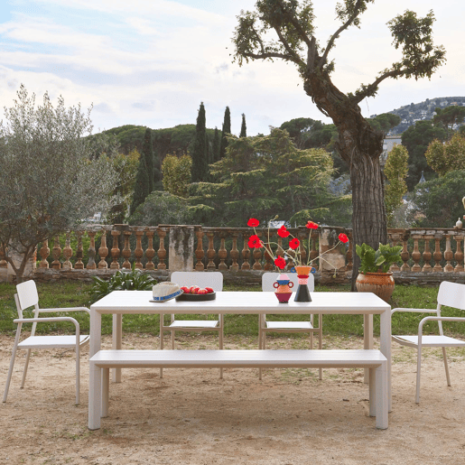 Mesa de jardim em alumínio 8 lugares, Sacramento, Beige, 220x100x75 cm