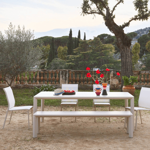 Mesa de jardim em alumínio 8 lugares, Sacramento, Beige, 220x100x75 cm