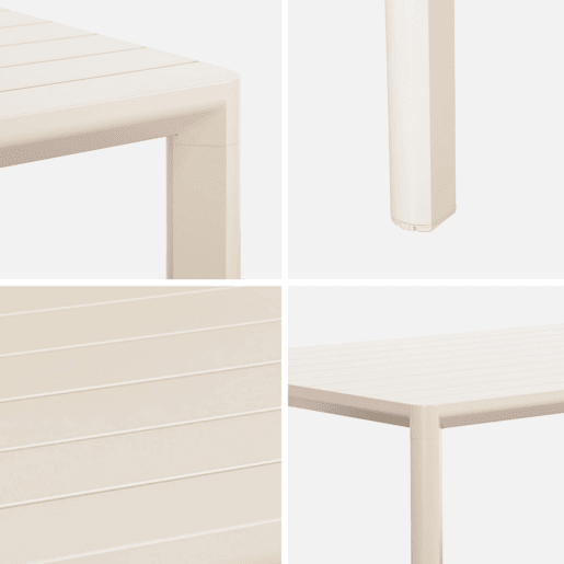 Mesa de jardim em alumínio 8 lugares, Sacramento, Beige, 220x100x75 cm