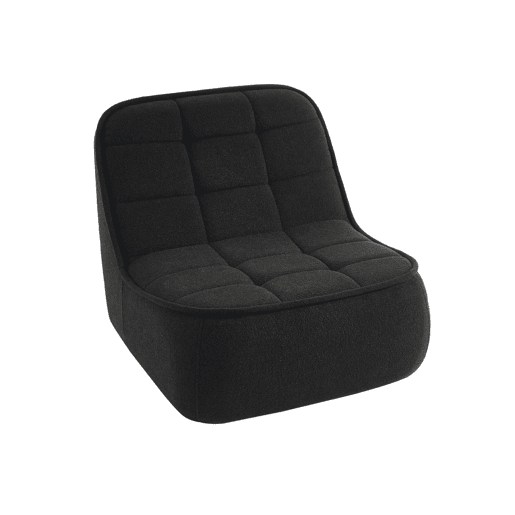Cadeira confortável em boucle texturizado, 1 lugar, Boni, Preto, 93x104x85 cm