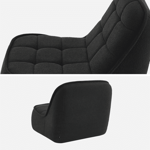 Cadeira confortável em boucle texturizado, 1 lugar, Boni, Preto, 93x104x85 cm