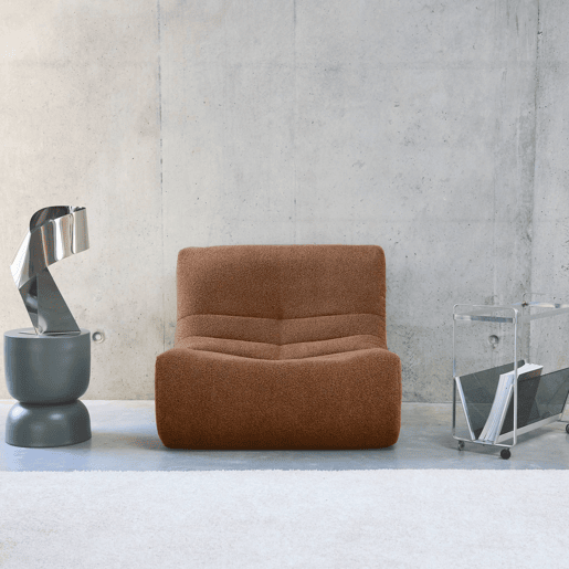 Módulo de sofá modular em boucle texturizado, 1 lugar, Sokol boucle, Terracota, 105x91x72 cm