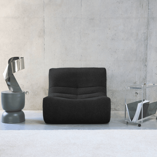 Módulo de sofá modular em boucle texturizado, 1 lugar, Sokol boucle, Preto, 105x91x72 cm