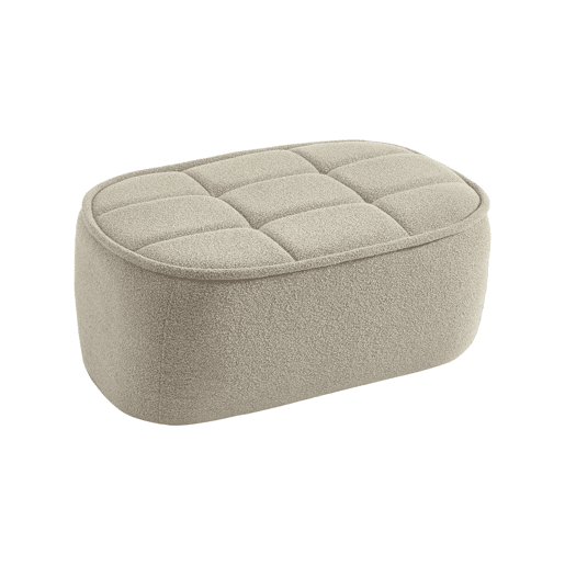 Cadeirão boucle texturizada 1 lugar + descanso para pés, Boni, Beige, 93x104x85 cm